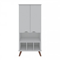 Manhattan Comfort 14PMC1 Hampton 26.77 Display Cabinet 6 Shelves and Solid Wood Legs in White